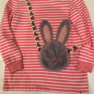 Mini Boden Pink and White Bunny Purse Tunic